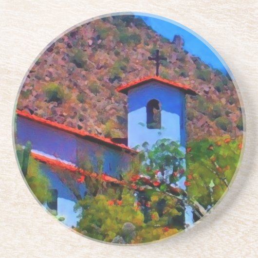 Dessous De Verre En Grès Église du désert (Devant)
