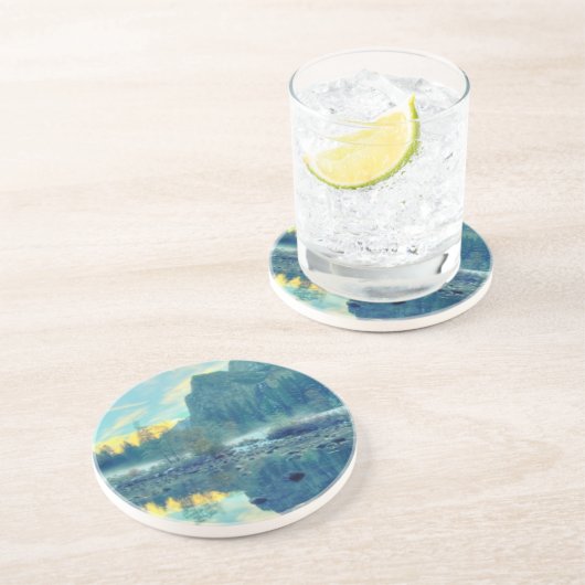 Dessous De Verre En Grès EL Capitan et réflexion de trois frères (Côté)