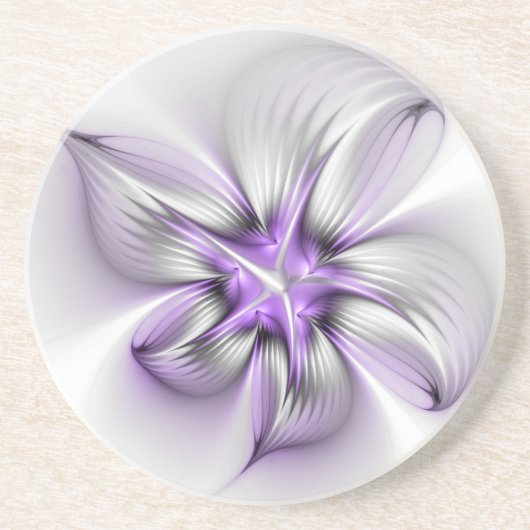 Dessous De Verre En Grès Élégance florale Art fractal violet abstrait moder (Devant)