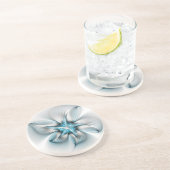 Dessous De Verre En Grès Élégance florale Art moderne Abstrait bleu fractal (Côté)