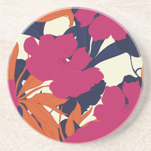 Dessous De Verre En Grès Élégance florale : motif abstrait (Devant)