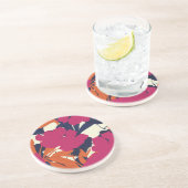 Dessous De Verre En Grès Élégance florale : motif abstrait (Côté)