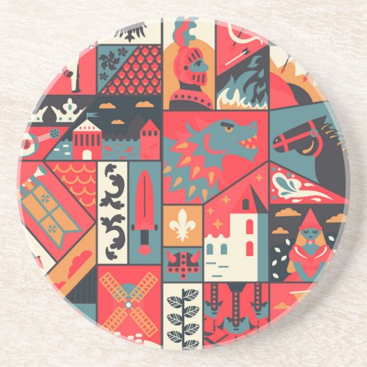 Dessous De Verre En Grès Élégance médiévale : Conception Motif transparente (Devant)