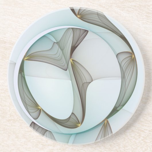 Dessous De Verre En Grès Élégance moderne abstraite turquoise marron or (Devant)