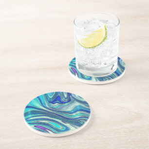 Dessous De Verre En Grès Elégant Aquamarine Paua Rainbow Shell inspiré