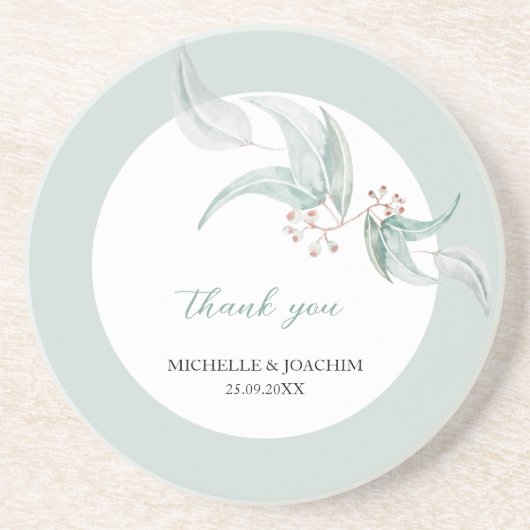 Dessous De Verre En Grès Elégant Beau Eucalyptus Aquarelle Art (Devant)