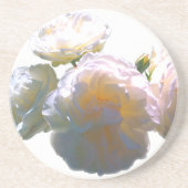 Dessous De Verre En Grès Elégant blanc pêche orange roses (Devant)