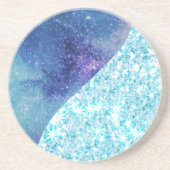 Dessous De Verre En Grès Elégant Bleu Moderne dégradé galaxie parties scint (Devant)