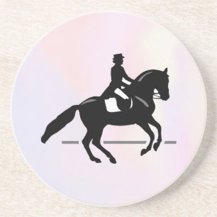 Dessous De Verre En Grès Elégant cavalier de Dressage sur un Arrière - plan