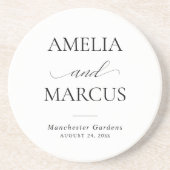 Dessous De Verre En Grès Elegant Classic Script Calligraphy Wedding (Devant)