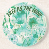 Dessous De Verre En Grès Élégant Dandelion Monogramme vert et blanc | (Devant)