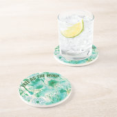 Dessous De Verre En Grès Élégant Dandelion Monogramme vert et blanc | (Côté)