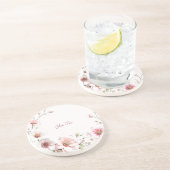 Dessous De Verre En Grès Élégant Dessous de verre de grès rose blanc (Côté)