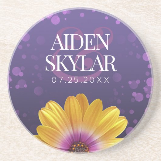 Dessous De Verre En Grès Elegant Golden Daisy (Devant)