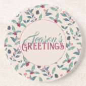 Dessous De Verre En Grès Elégant hiver floral aquarelle Noël (Devant)