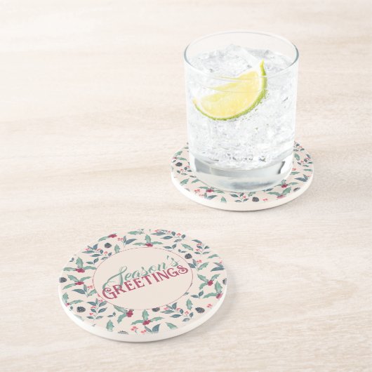 Dessous De Verre En Grès Elégant hiver floral aquarelle Noël (Côté)