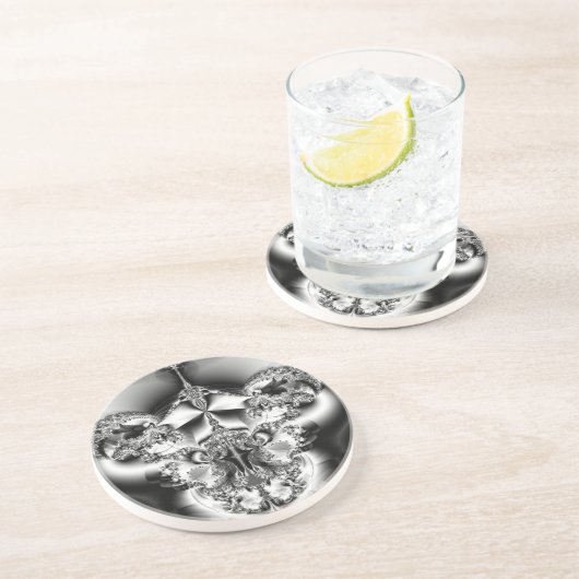 Dessous De Verre En Grès Élégant lustre en argent (Côté)