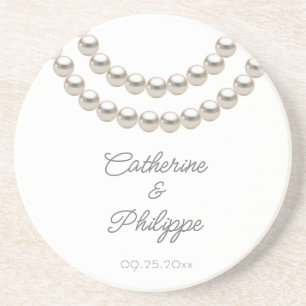 Dessous De Verre En Grès Elegant Mariage Pearl