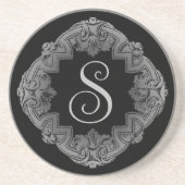 Dessous De Verre En Grès Élégant, Monogramme Initial (Devant)