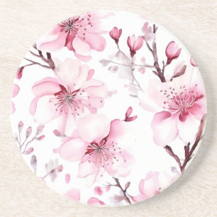 Dessous De Verre En Grès Élégant Motif d'aquarelle en fleurs de cerisier