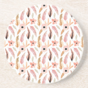 Dessous De Verre En Grès Élégant Motif d'aquarelle rose Abstrait