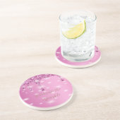 Dessous De Verre En Grès Élégant Parties scintillant rose chaud Dessous de (Côté)