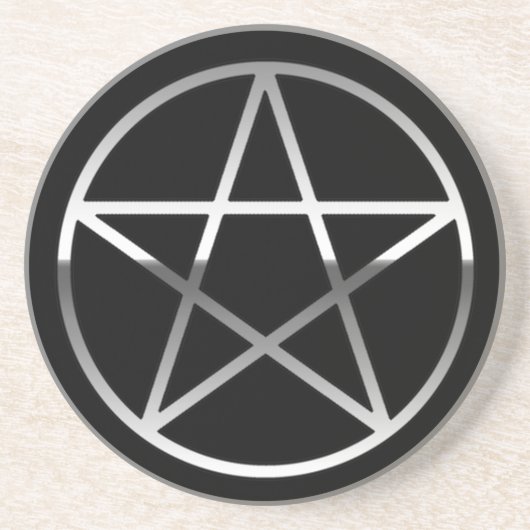 Dessous De Verre En Grès Élégant Pentacle Argent (Devant)