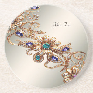 Dessous De Verre En Grès Élégant porte-gobelet en grès Fleurs de bijou en o