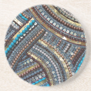 Dessous De Verre En Grès Elégant turquoise paillée