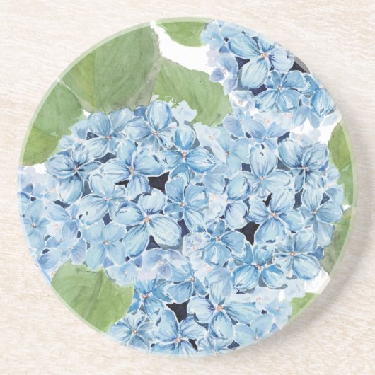Dessous De Verre En Grès Elégante aquarelle bleu Hydrangée (Devant)