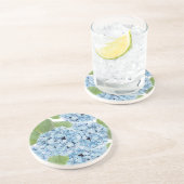 Dessous De Verre En Grès Elégante aquarelle bleu Hydrangée (Côté)
