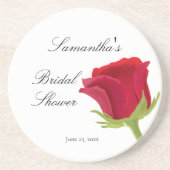 Dessous De Verre En Grès Élégante Baby Shower de rose rouge classe (Devant)