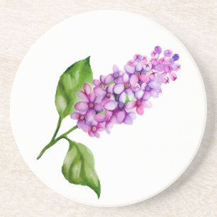 Dessous De Verre En Grès Élégante branche lilas aquarelle