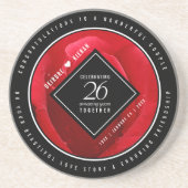 Dessous De Verre En Grès Élégante fête du 26e anniversaire du Mariage Rose (Devant)