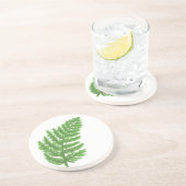Dessous De Verre En Grès Élégante fougères vertes feuilles de bois (Côté)