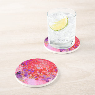 Dessous De Verre En Grès Élégante Hydrangea Limelight Violette et Orange