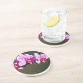 Dessous De Verre En Grès Élégante orchidée rose fleurie tropicale (Côté)