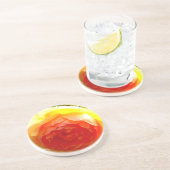 Dessous De Verre En Grès Elégante pêche jaune rose floral d'abricot rouge (Côté)