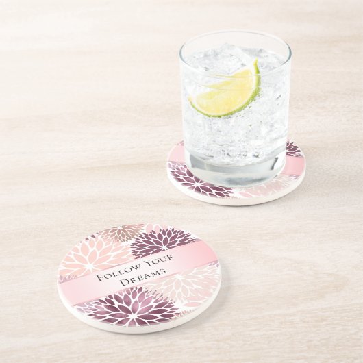 Dessous De Verre En Grès Élégante Robe Rose Fleurie pour une Mariée (Côté)