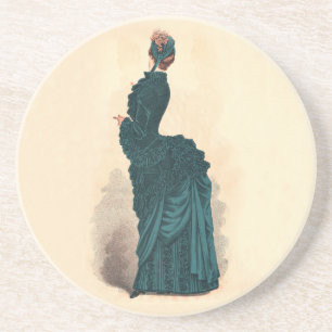 Dessous De Verre En Grès Élégante robe victorienne bleue