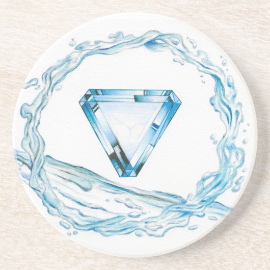 Dessous De Verre En Grès Élément d'eau (Devant)