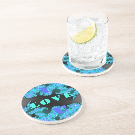 Dessous De Verre En Grès Éléments d'amour cosmique Imprimer (Côté)
