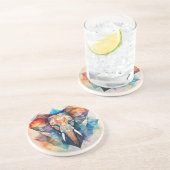 Dessous De Verre En Grès Eléphant aquarelle géométrique (Côté)