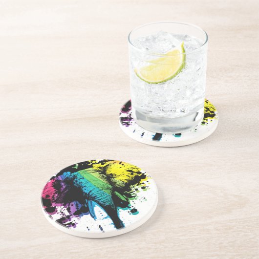 Dessous De Verre En Grès Eléphant arc-en-ciel (Côté)