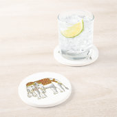 Dessous De Verre En Grès Elephant blanc thaïlandais Erawan (Côté)