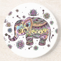 Eléphant Coloré Sur Pierre De Marbre Gris