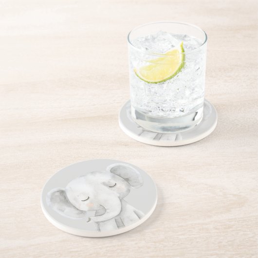 Dessous De Verre En Grès Éléphant Gris Mignon (Côté)