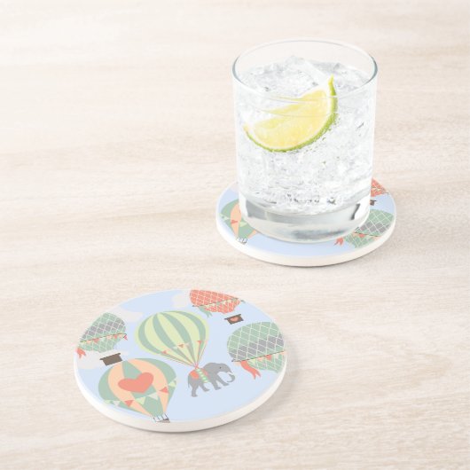 Dessous De Verre En Grès Éléphant mignon montant l'augmentation chaude de (Côté)