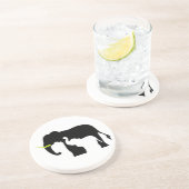 Dessous De Verre En Grès Eléphants noirs et blancs (Côté)