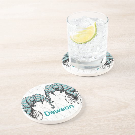 Dessous De Verre En Grès Elephants Plus Vélos Égale YIKES! (Côté)